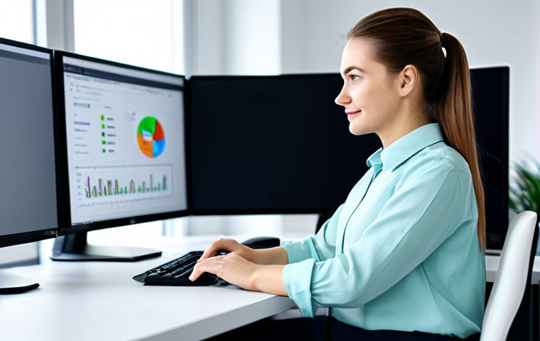 **
A professional female software engineer in a modern, brightly lit office, working on a computer, fully clothed in a modest blouse and slacks, appropriate attire, safe for work, perfect anatomy, correct proportions, natural pose, well-formed hands, proper finger count, natural body proportions, professional, family-friendly. The background includes blurred office workers and computer screens. High quality, sharp focus, professional photography.
**