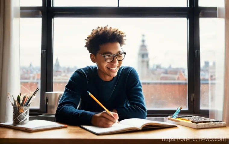 직업 만족과 내적 동기의 연관성 분석 - **Prompt 1: The Joy of Creative Work**
"A young adult, with a radiant smile, deeply immersed in ...