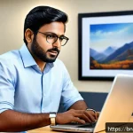 Home 19 내적 동기와 개인의 직업 선택의 상관관계 - A professional Bengali man in a modern office environment, deeply focused and passionately working o...